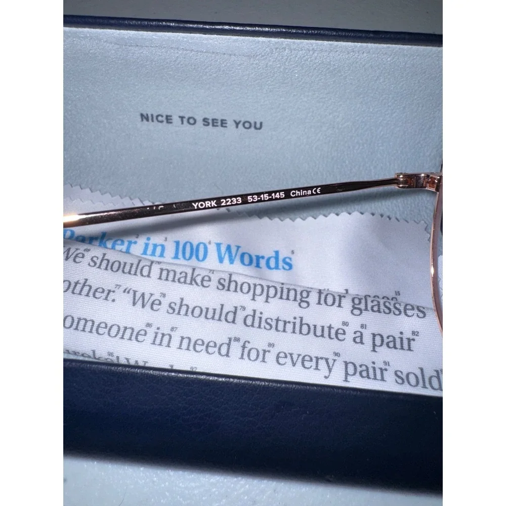 Warby Parker York 2223 Polished Rose Gold Aviator Eyeglasses with Case 53-15-145